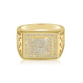 thumbnail image 3 of Tilo Jewelry Yellow Gold Plated 925 Sterling Silver Pave Square Signet Statement Pinky Ring | Size 12 | Classic Engagement Ring for Men, 3 of 7