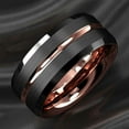 thumbnail image 4 of Tungsten Rings for Men Wedding Bands for Him 8mm Black Brushed Rose Gold, 4 of 9