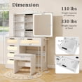 thumbnail image 2 of Infans Modern Vanity Desk w/ Sliding Mirror & Lights Stool 5 Drawers Hooks Open Storage, 2 of 7