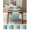 thumbnail image 3 of nqOlkjepod Teal Ombre Table Runner 48 Inches Long Farmhouse Dress Scarves, Modern Abstract Art Farmhouse Striped Dining Tablerunner for Coffee Table/Kitchen Island/Party Décor, 13" x 48", 3 of 8