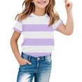 thumbnail image 2 of Ruyang Kids Girls Striped T Shirts Round Neck Loose Fit Short Sleeve Summer Casual Lightweight Outdoor Athletic Tee Tops, 2 of 7