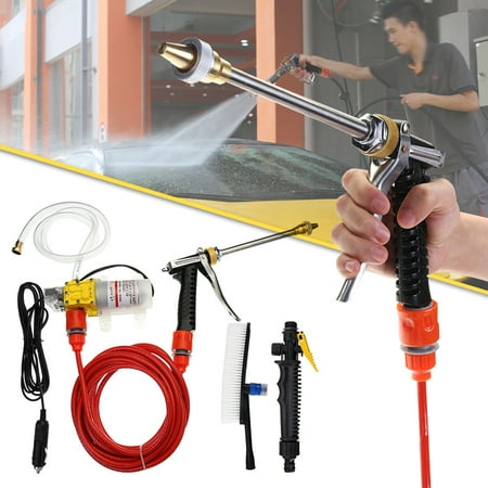 DC12V 6IN1 Washer Gun 100W 160PSI High Pressure Car Electric Washer Cleaner Auto Water Wash Pump Sprayer Kitwater Pump Foam Brush Water (Best Water For Car Radiator)
