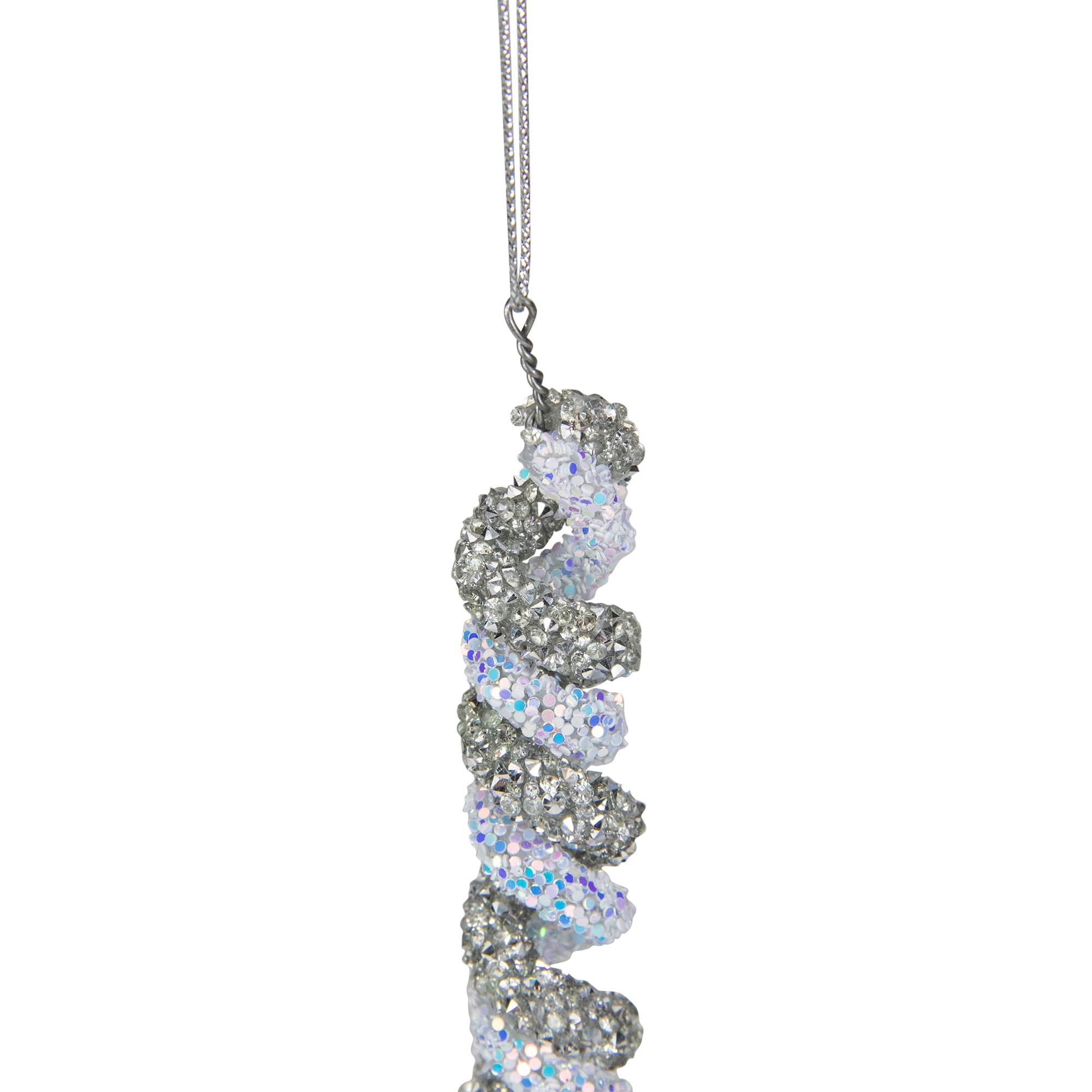7" Gray and Blue Glitter Spiral Twist Icicle Christmas Ornament