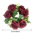 thumbnail image 3 of Couronne de Bougeoirs Rose Rouge et Verdure Élégante pour Centre de Table de Réception de Mariage, 3 of 8