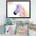 thumbnail image 3 of Designart 'Portrait of Rainbow Zebra On White' Farmhouse Framed Art Print, 3 of 4