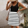 thumbnail image 4 of Midsumdr Dresses for Women 2025 Casual Short Sleeve V Neck Stripe Midi Dresses with Pockets Summer Loose Fit A-Line Swing Boho Beach Dress, 4 of 4