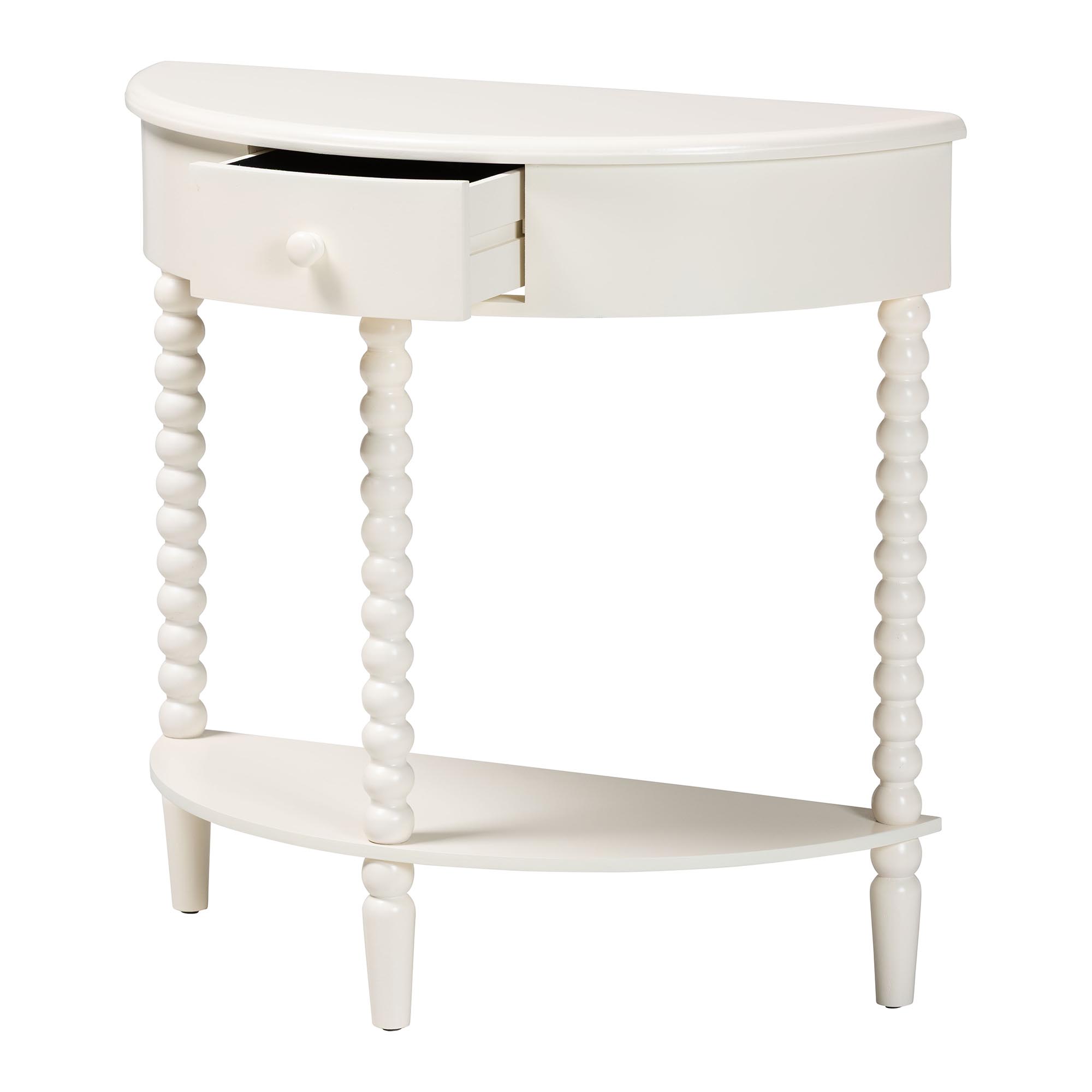Baxton Studio Raynera Mid-Century Console Table, 1-Drawer, White
