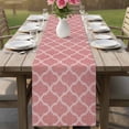thumbnail image 4 of Coral Pink Morocco Table Runner 72 Inches, Vintage Geometric Plaid Mahbudium Bed Runner Dresser Scarves Tabletop for Indoor Outdoor Parties/Ceremony/Banquet, 14" x 72", 4 of 8