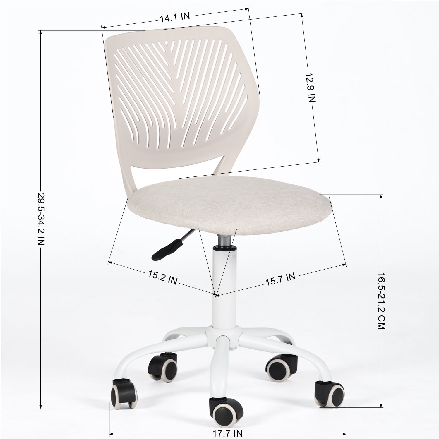Homy Casa Teen Desk Chair, Adjustable Swivel Mesh Back Vanity Chair for Bedroom Study, Beige