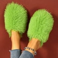 thumbnail image 7 of Bkhluea Fuzzy Faux Fur Slippers Women's Fluffy Long Hair Faux Fur Slip on Slides Fluffy Outdoor Flat Slippers Non-Slip Warm Home Slide Shoes, 7 of 7