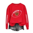 thumbnail image 2 of Uootdi Game Day Womens Sweatshirts Crew Neck Long Sleeve Football Stitch Heart Graphic Print Sweatshirt for Women Loose Fit Vintage Womens Tops, 2 of 9
