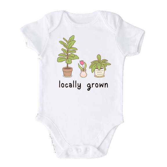 Locally Grown Succulents Plant Baby Shirt Premium Custom Baby Clothes Unisex Baby Announcement Gift for Mom Newborn Outfit 3-6m White