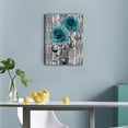thumbnail image 2 of Flowers Canvas Wall Art Floral Canvas Pictures Plants Wall Decor Green Dahlia Flower Artwork Retro Grey Wooden Board Canvas Print Living Room Bedroom Kitchen Home Decor Framed 12" x 16", 2 of 6