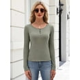 thumbnail image 6 of Zeagoo Women's Long Sleeve Henley T-Shirt Button Ribbed Knit Slim Fit Casual Basic Top Spring Fall Clothes, 6 of 7