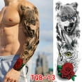 thumbnail image 3 of Jierger Men Arm Tattoo Temporary Tattoos Sticker Tatoo Hot 3D Art Waterproof for Men Women Adult, Long Lasting Black Arm Temp Tatoo Sticker Leg Body Art Makeup, 3 of 6