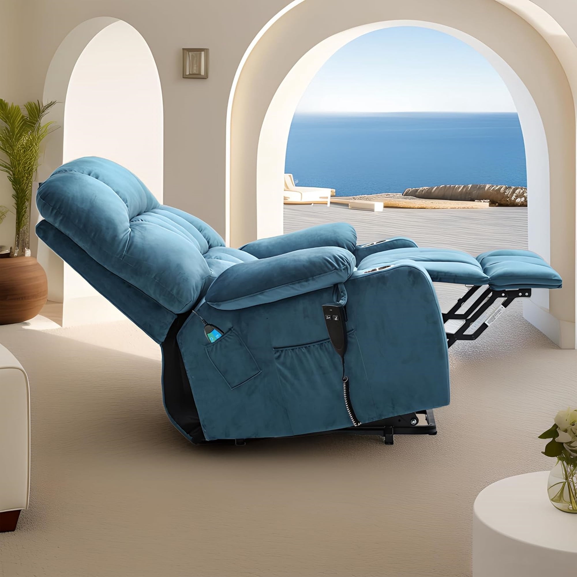 LITVZ Heavy Duty Recliner Chairs with Cup Holders for Adults Big and Tall, Oversized Power Recliner Lift Chair for Elderly, Heat and Massage, Stand Up, Lay Flat 160 Degree Sleeping