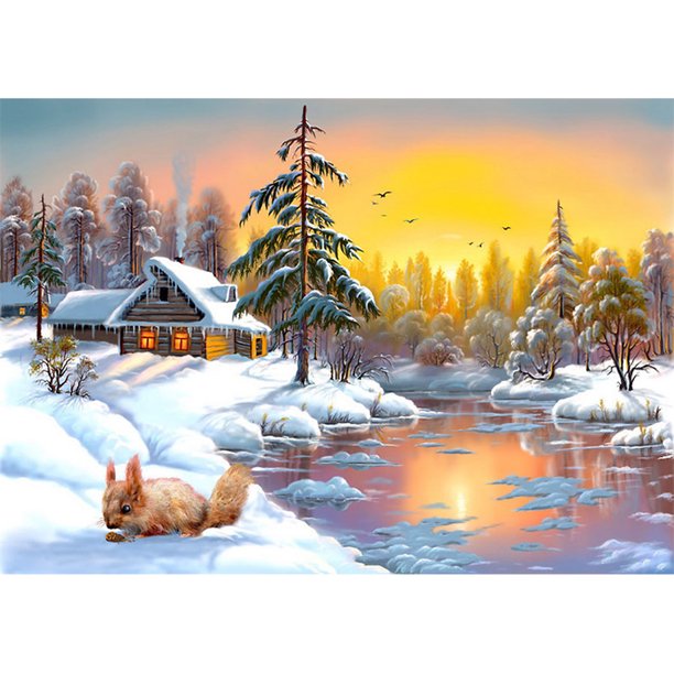 Taladro Pintura Diamante (DF3104) 5D DIY Full Snow Scenery Inicio Costura (Snow03) 30x40cm FLhrweasw Nuevo