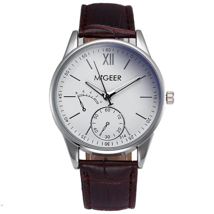 Leather clearance analog watch