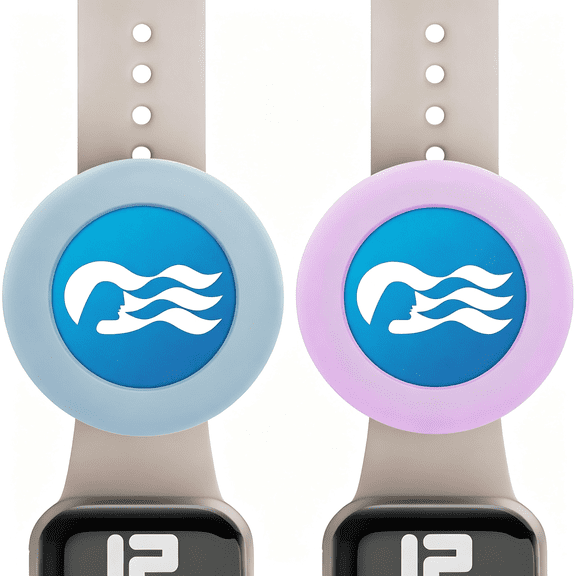 LQSEO Princess Cruise Medallion Holder Watch Adapter [2 Pack], Silicone Princess Medallion Holders Accessories for Carnival Ocean Medallion, Also for Dog Collar Holder (Blue/Purple)