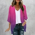 thumbnail image 2 of SELONE Long Cardigans Coat for Women 3/4 Sleeve Regular Open Front Cardigans Without Hoodie Gradient Lightweight Beach Vacation Wear Pink 2XL, 2 of 5