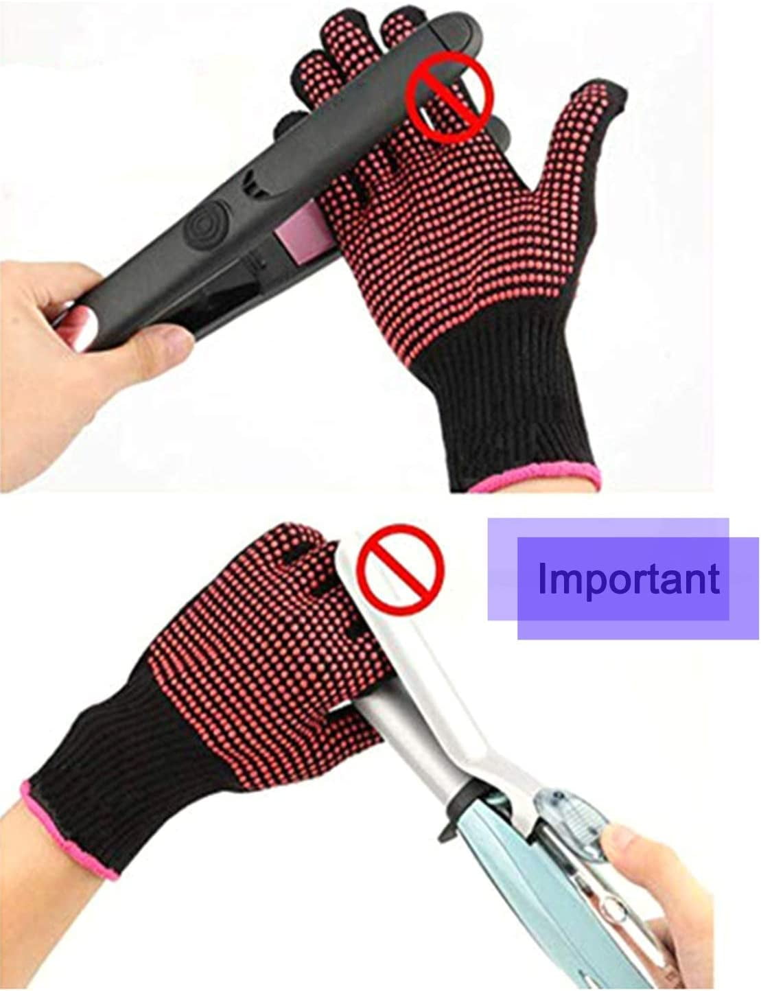 Teenitor 2 Pcs Heat Resistant Gloves With Silicone Bumps, Professional Heat  Proof Glove Mitts For Hair Styling Curling Iron Wand Flat Iron Hot-Air