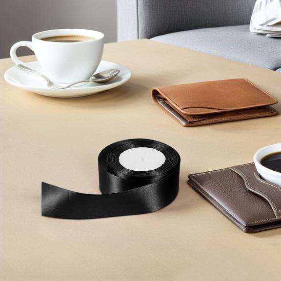 IMIKEYA Wide Black Polyester Ribbon for Valentine's Day, Holiday Crafts, Wrapping, and Decorative Projects