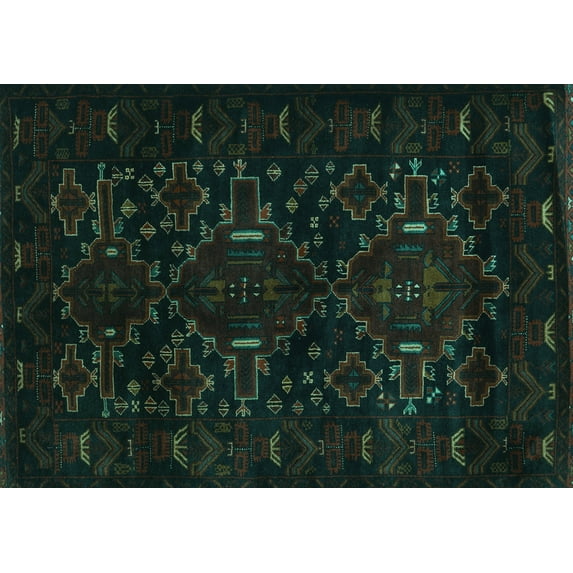 Ahgly Company Indoor Rectangle Persian Turquoise Blue Traditional Area Rugs, 8' x 12'