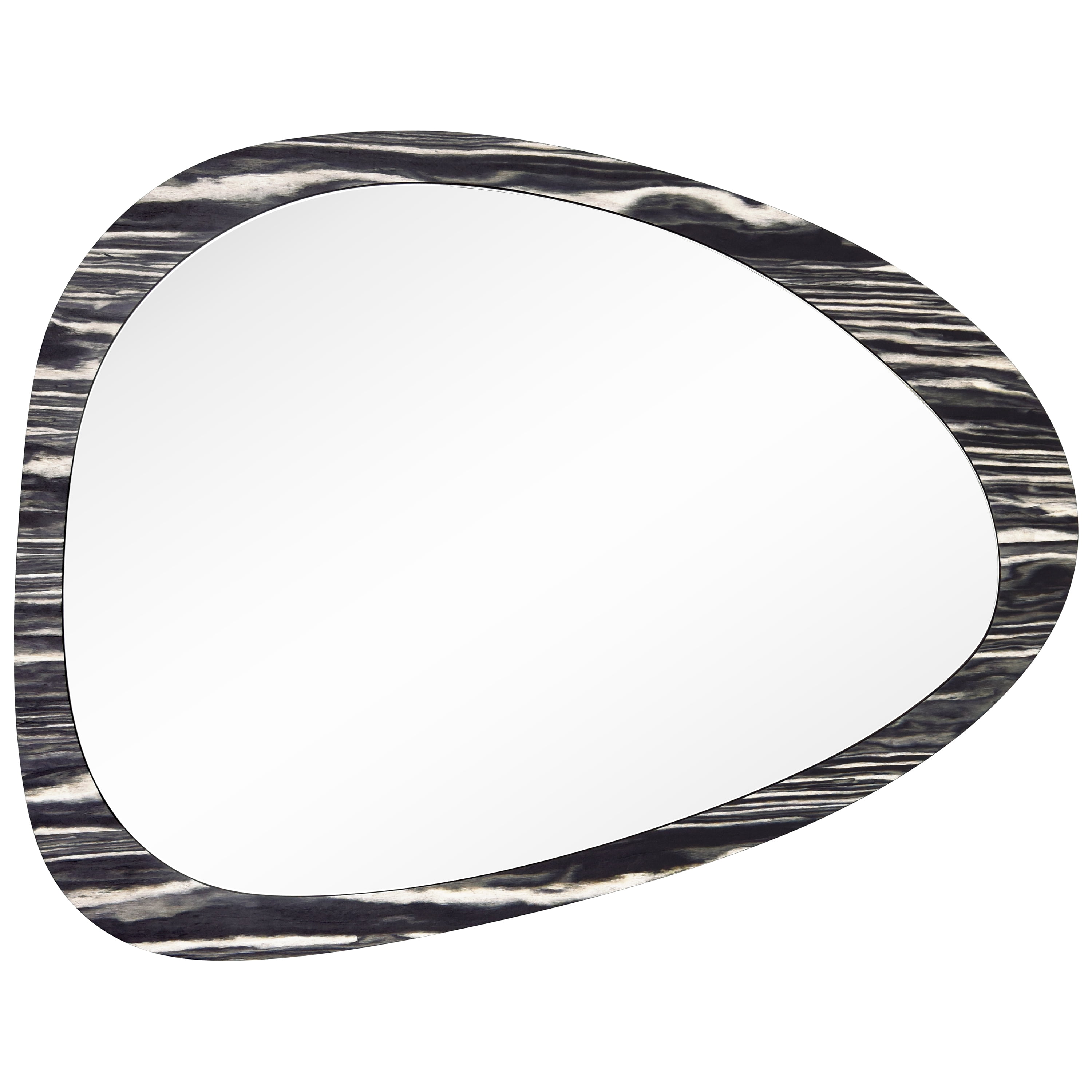 "Contour Harmony Wall Mirror", 35"x27" Irregular Mirror Featuring a 31"x23" Center Mirror, on an Exotica Stained Veneer 2" Frame