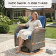 thumbnail image 4 of Patiobula Patio Furniture Set with Propane Fire Pit Table, 5 Pieces Outdoor Sectional Couch, Gray Wicker Rattan Conversation Loveseat Glider with Swivel Chair for Garden Backyard Deck, Navy, 4 of 15