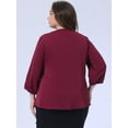 thumbnail image 4 of DARING DIVA Women's Plus Round Neck Work Ruffle Chiffon Top 3X Wine Red, 4 of 6