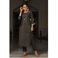 thumbnail image 3 of DWEEP SARA Ensemble Kurta et Pantalon pour Femmes en Modal Gris Soyeux Imprimé Coupe Droite, L/40, 3 of 6