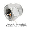 thumbnail image 4 of 3/8-16 Acorn Cap Nuts, 10pcs - 304 Stainless Steel Hardware Nuts, Acorn Hex Cap Dome Head Nuts (Silver), 4 of 5