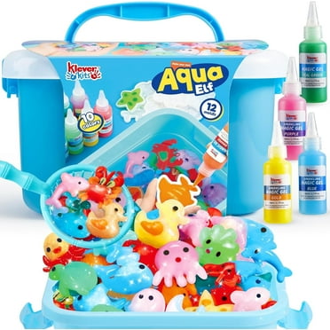 Klever Kits Magic Water Elf Toy Kit, Aqua Fairy Water Toy with 10 Magic Gels, 12 Sea Creature Molds, Creativity DIY Craft for Kids Age 3 