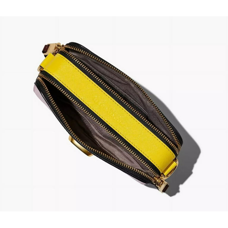 Marc Jacobs Snapshot Glitter Striped Crossbody Bag Strap Black Gold