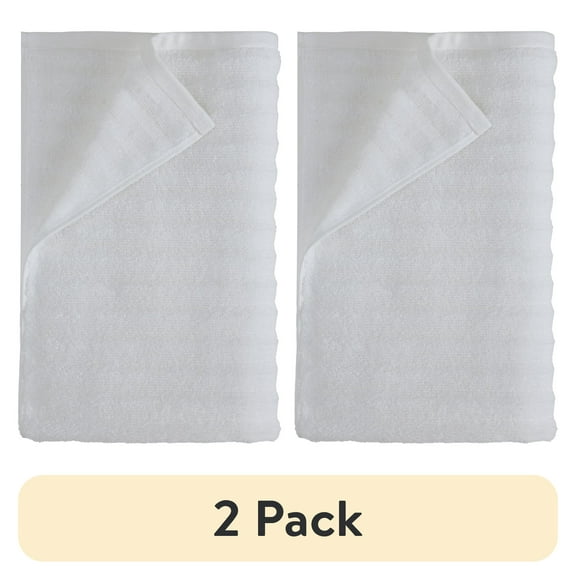 (2 pack) Mainstays Performance Cotton Bath Sheet, Oversized Super Soft Quick Dry Fade Resistant, Textured White