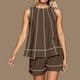 thumbnail image 2 of Conjunto de pantalones cortos para mujer, ropa informal para el día a día: camiseta sin mangas con bolsillo y pantalones cortos cómodos, conjunto transpirable para primavera-verano., 2 of 6
