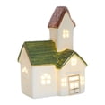 thumbnail image 2 of yuHome Christmas Lighted Snow House Ceramic Decor Ornament | Led Winter Village Tabletop Figurine with Glowing Window | Festive Holiday Mantel Shelf Windowsill Decoration for Home Winter Themed Party, 2 of 7