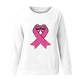 thumbnail image 4 of Trendy Breast Cancer Shirts for Women Long Sleeve Round Neck Pink Ribbon Print Tops Casual Loose Pullover Hoodie Top,White 6,L, 4 of 5