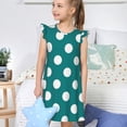 thumbnail image 4 of Balery Teal And White Polka Dot Camisón de princesa para niñas, pijama de algodón con mangas abullonadas, suave y bonito.-Small, 4 of 6