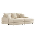 thumbnail image 3 of BUIORD 87" Oversized 3-Seater Sofa with Ottoman, Corduroy Sectional Couch with Pillows, Upholstered Sofa Couch, Deep Seat Chaise Lounge Sofa for Living Room Bedroom, Beige, 3 of 9