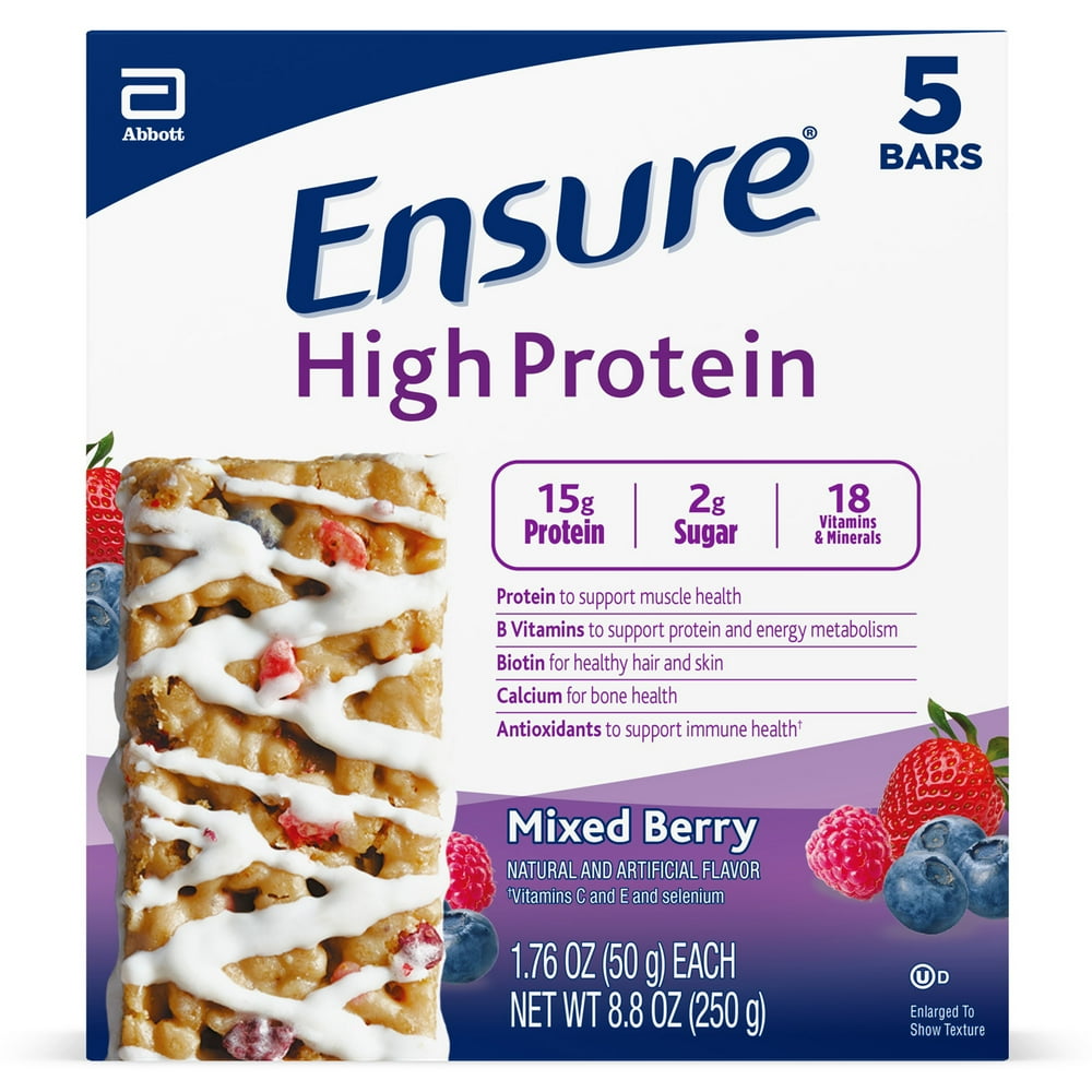 Ensure High Protein Nutrition Snack Bars, Mixed Berry, 1.76 oz bar, (5