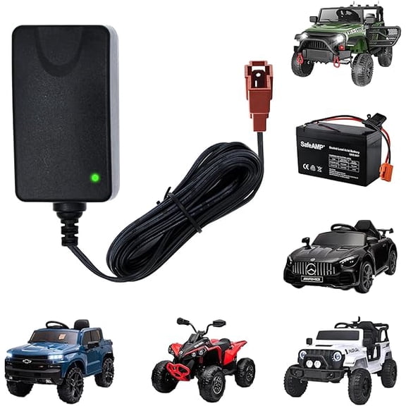 Eeyueer 12V 1A ETL Certified Battery Charger with Square Plug for Ride On Toys, 10 Feet Cable Cord