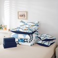 thumbnail image 6 of Manfei Toy Train 7-Piece Twin Bedding,Blue Railroads Tracks Bedding Comforter Set,Navy Blue Reversible, 6 of 7