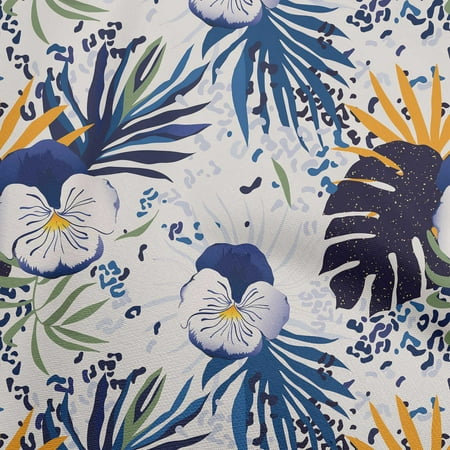 oneOone Rayon Blue Fabric Tropical Fabric For Sewing Printed Craft Fabric By The Yard 56 Inch Wide