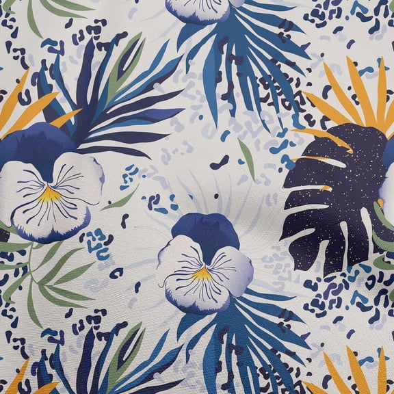 oneOone Cotton Cambric Blue Fabric Tropical Diy Clothing Quilting Fabric Print Fabric By Yard 56 Inch Wide