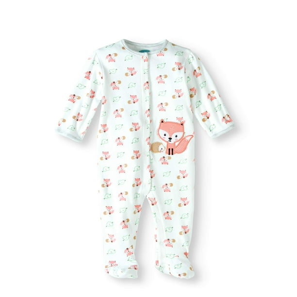 bon bebe Newborn Baby Girl Footed Sleep 'N Play with Mitten Cuffs