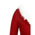 thumbnail image 4 of DYMADE Womens Christmas Santa Costume Long Sleeve Xmas Party Plush Swing Dress, 4 of 5