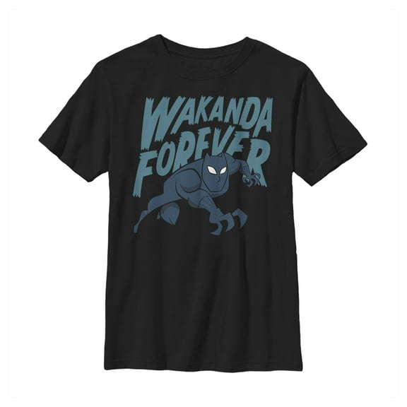 Boy's Marvel Black Panther Wakanda Forever  Graphic Tee Black Large