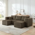 thumbnail image 5 of 94.1" modular Sectional Sofa,Compressed Corduroy couch, Comfy Compression Sofa for small spaces, Brown, 5 of 9