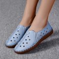 thumbnail image 3 of Vedolay Casual Shoes For Summer Loafers for Women Slip On Leather Comfort Rubber Sole Flats Shoes,Sky Blue 8.5, 3 of 5